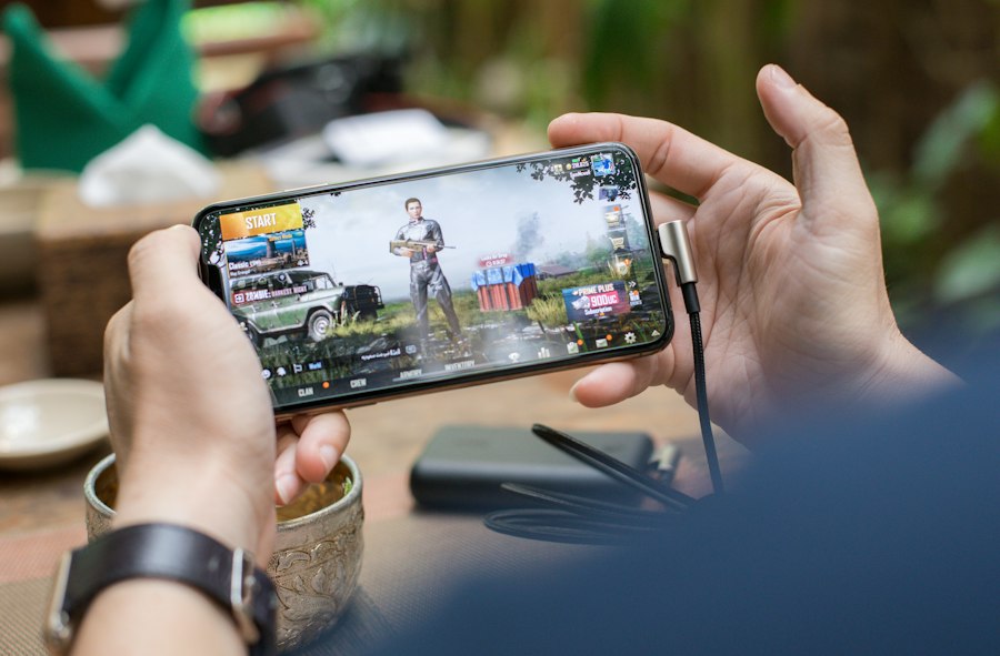 Mobile gaming on a smartphone